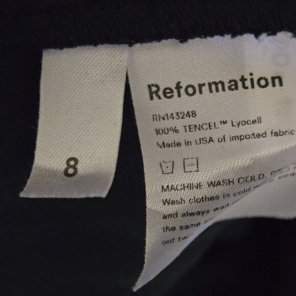 Reformation Avalon Pant Tie Ankle Paperbag Waist Black Size 8 - Picture 13 of 13